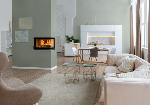 Foyer à Bois d'angle 700 Vitre Droite - Cheminée