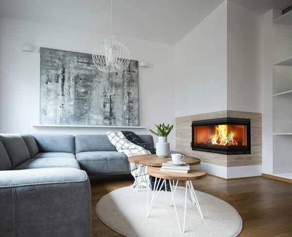 Foyer à Bois d'angle 800 Vitre Droite - Cheminée